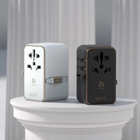 Adam Elements T100L 100W Universal Travel Adapter with Built-In USB-C Cable - Black - Mac Shack