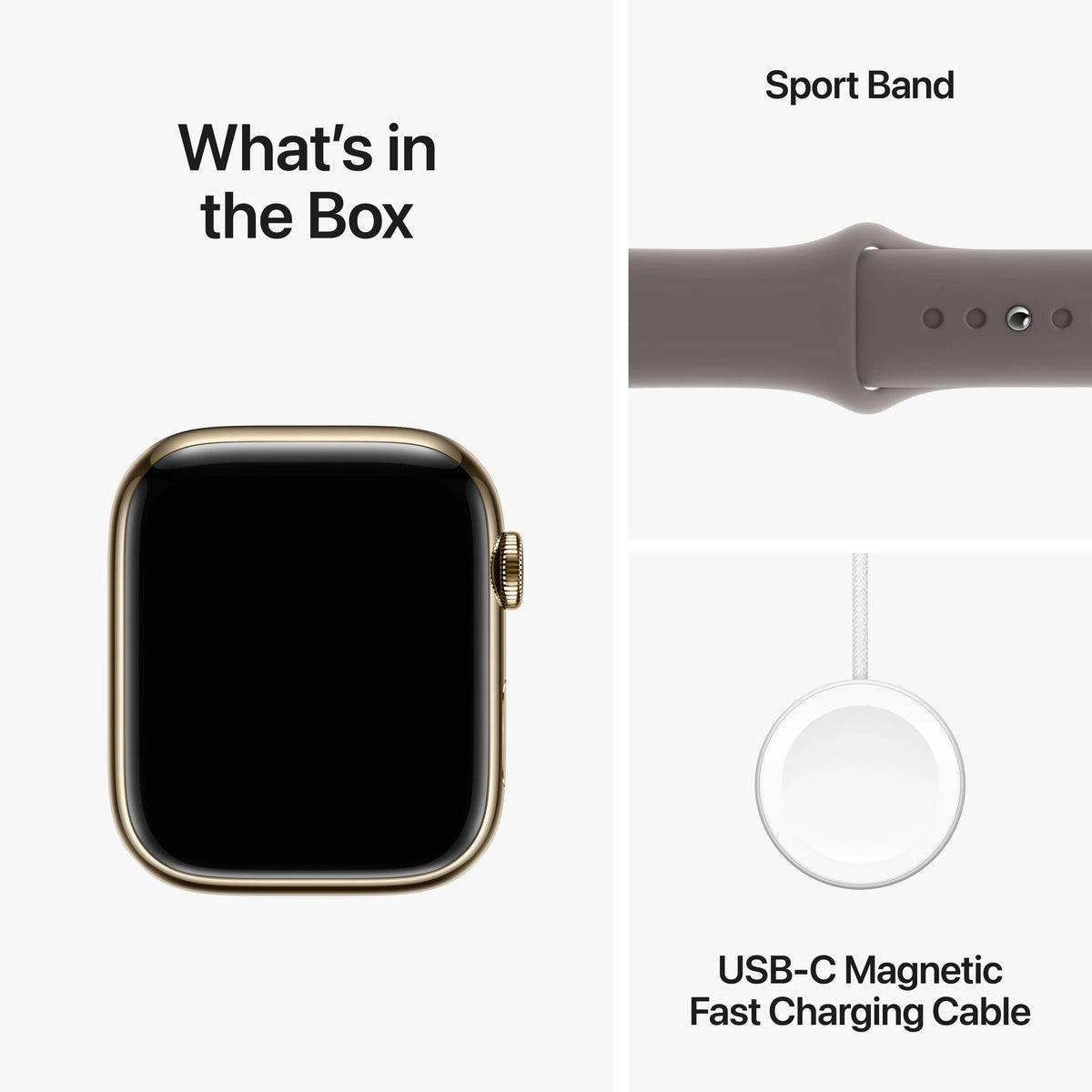 Apple Watch Series 9 (45mm, Gold Stainless Steel with Clay Sports Band, GPS & Cellular) - New / 1 Year Warranty - Mac Shack