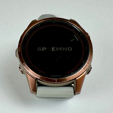 Garmin fēnix® 7S Sapphire Solar (42mm, Dark Bronze Titanium with Light Gray Band) - Pre Owned / 3 Month Warranty - Mac Shack