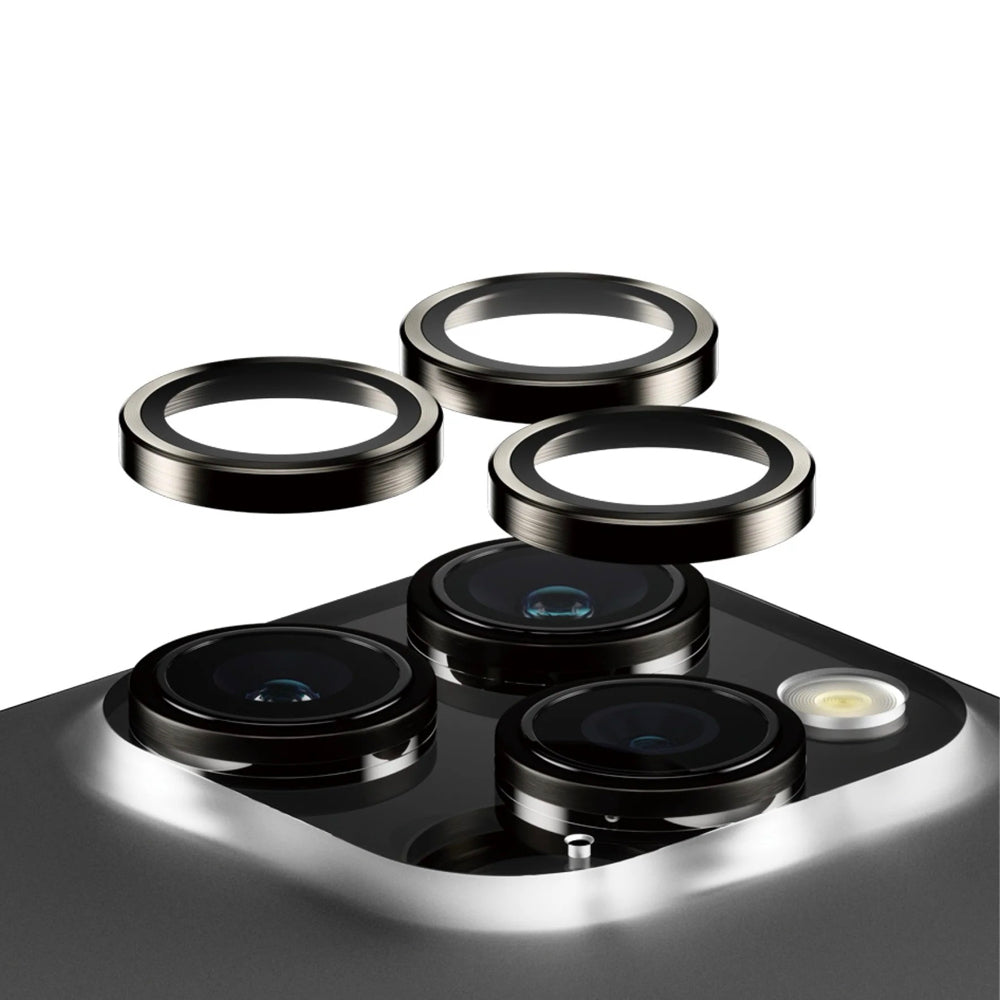 PanzerGlass™ Hoops Camera Lens Protector for iPhone 15 Pro/15 Pro Max - Black Metal - Mac Shack