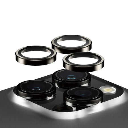 PanzerGlass™ Hoops Camera Lens Protector for iPhone 15 Pro/15 Pro Max - Black Metal - Mac Shack