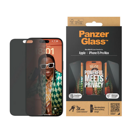 PanzerGlass® Privacy Screen Protector iPhone 15 Pro Max - Ultra-Wide Fit - Mac Shack