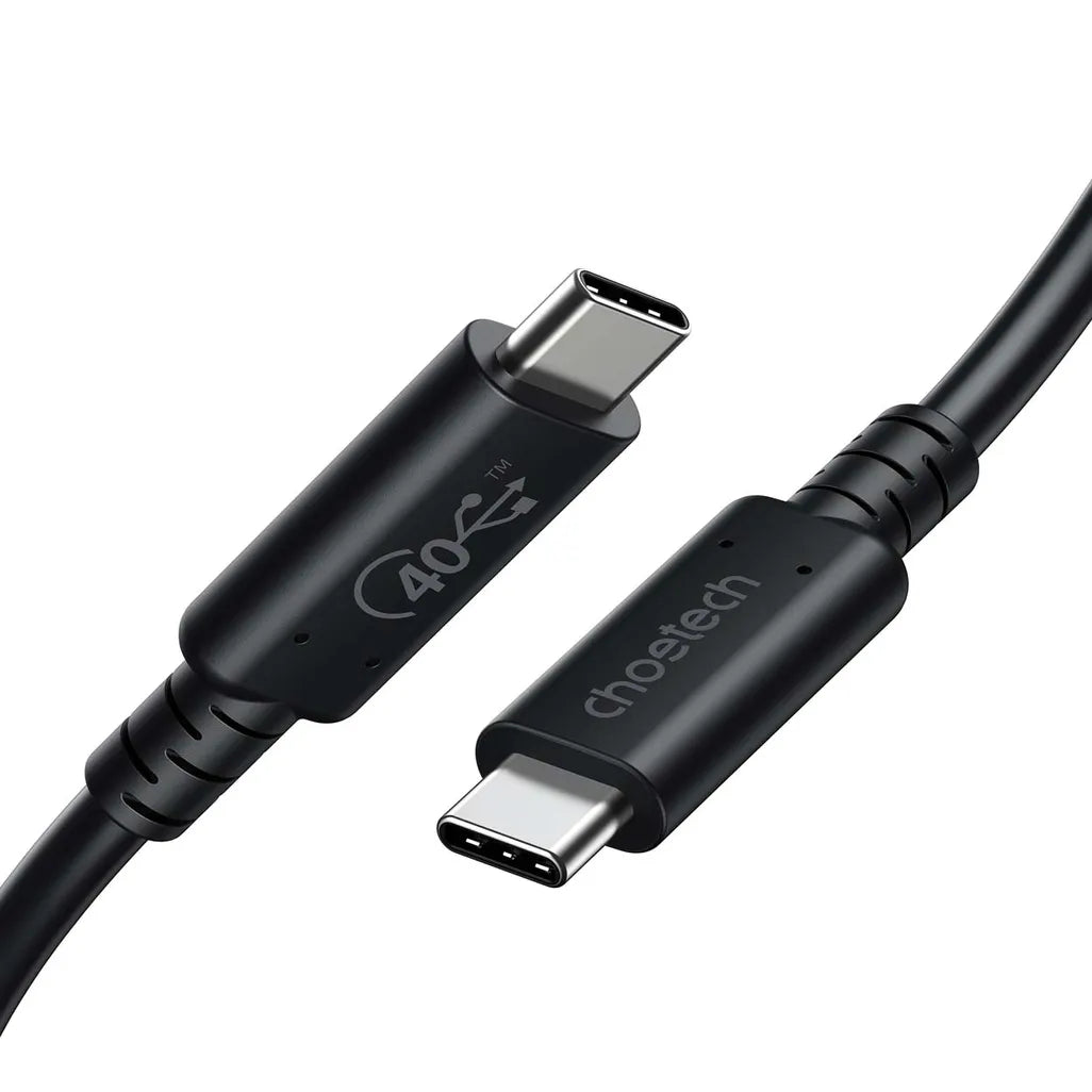 Choetech USB 4.0 Gen 3 USB-C to USB-C Cable 0.8m 100W Black - Mac Shack