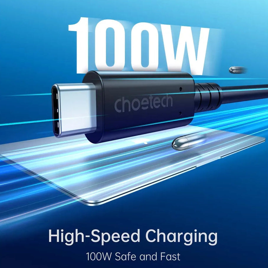 Choetech USB 4.0 Gen 3 USB-C to USB-C Cable 0.8m 100W Black - Mac Shack