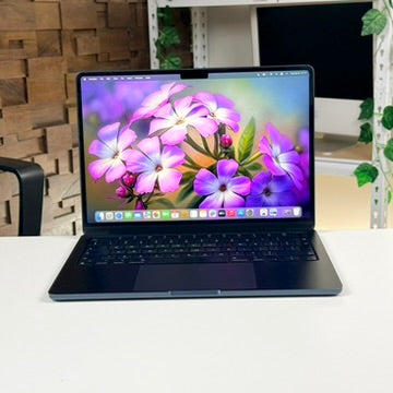 Pre-owned MacBook Air 13-inch M3 Midnight, open, front angle view - Mac Shack