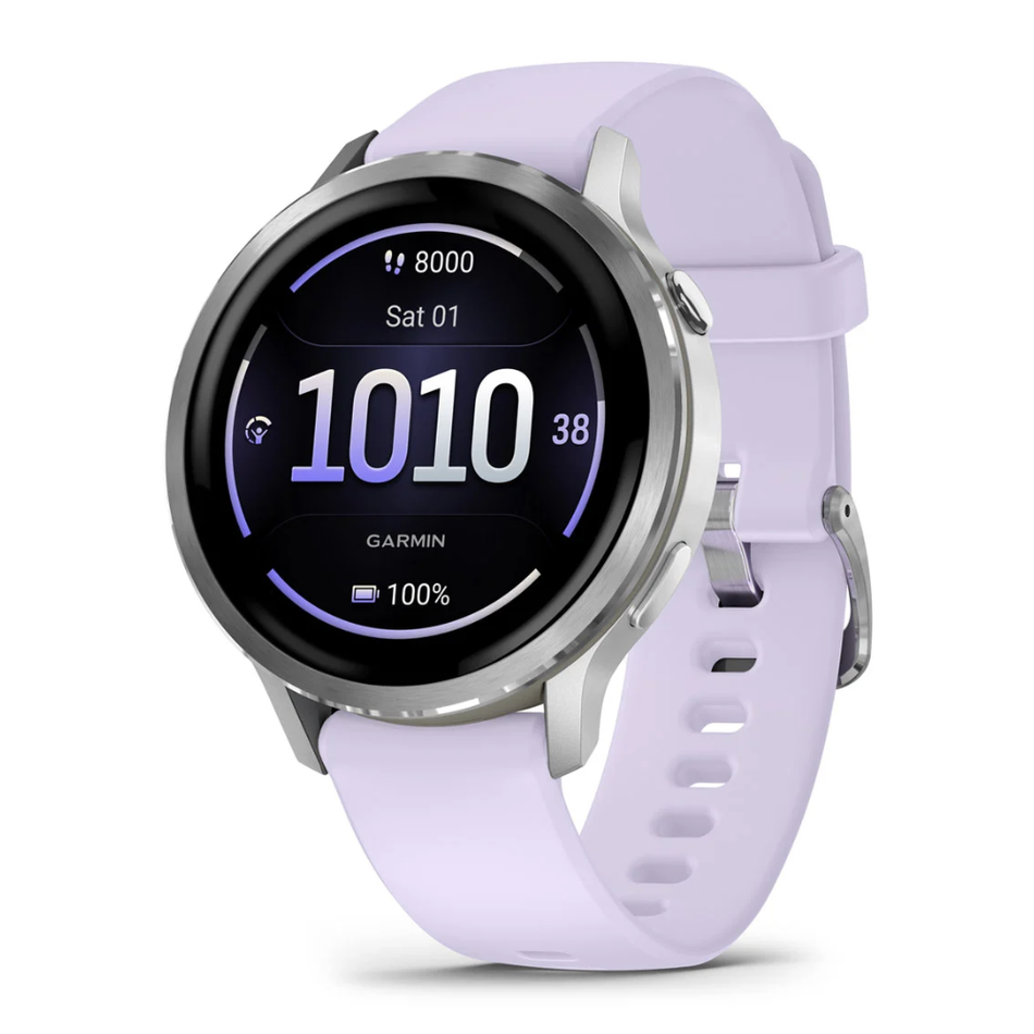 Garmin Venu 4 41mm - Silver with Periwinkle Silicone Band
