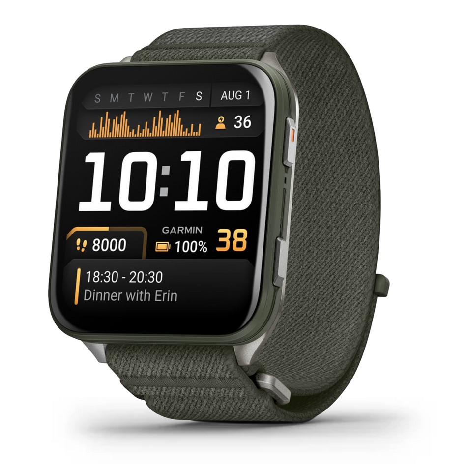 Venu X1 - Moss with titanium caseback and moss ComfortFit nylon band