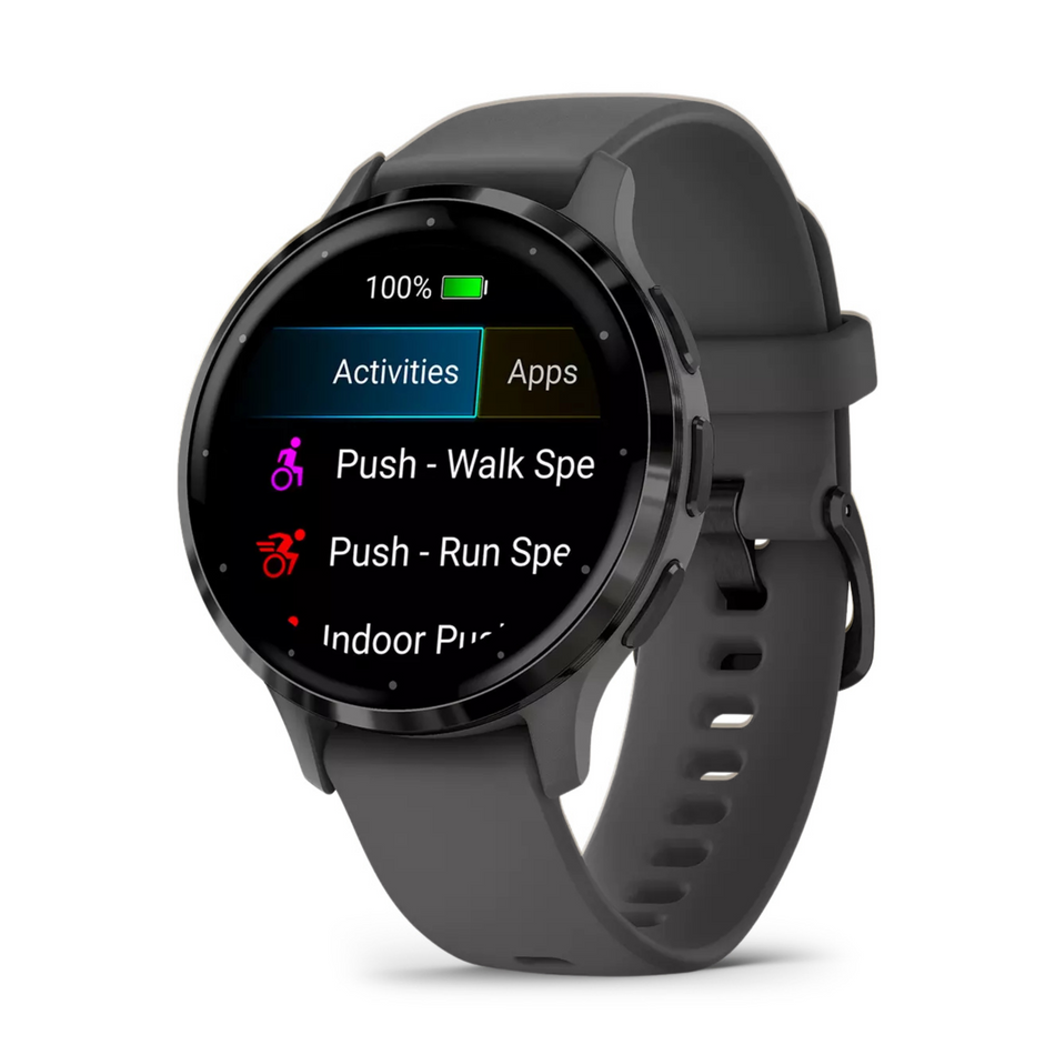 Garmin Venu® 3S 30mm - Slate Stainless Steel Bezel with Pebble Gray Case and Silicone Band