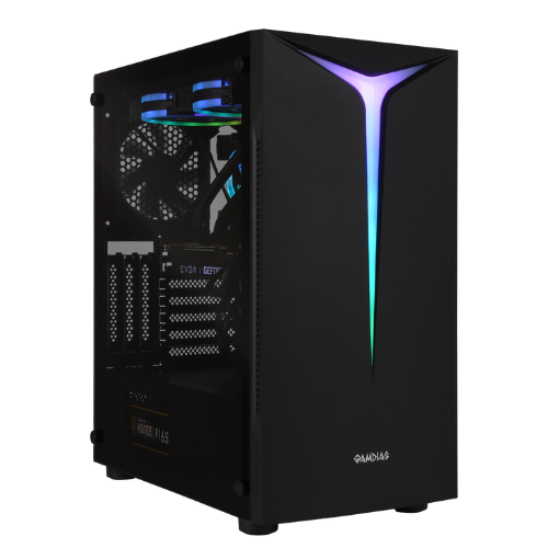 Gamdias ARGUS E2 Elite Mid-Tower Gaming PC 3.9GHz 6-Core AMD Ryzen 5 Pro 5650G (16GB RAM, 512GB SSD, NVIDIA Geforce GT 1030 2GB) + ASUS 21-inch Gamng Monitor - Pre Owned / 3 Month Warranty