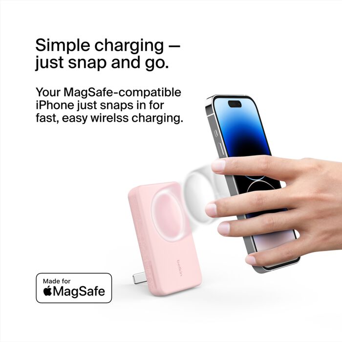 Belkin Magnetic Wireless Power Bank 5K Plus Stand - Pink, view 8