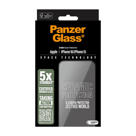 PanzerGlass™ Ceramic Screen Protector Ultra Wide fit for iPhone 16 / 15 - Mac Shack
