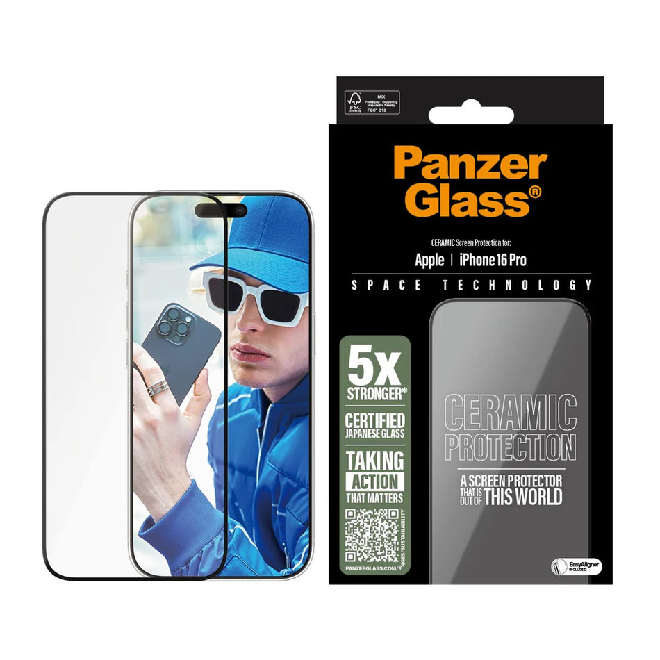 PanzerGlass™ Ceramic Screen Protector Ultra Wide fit for iPhone 16 Pro