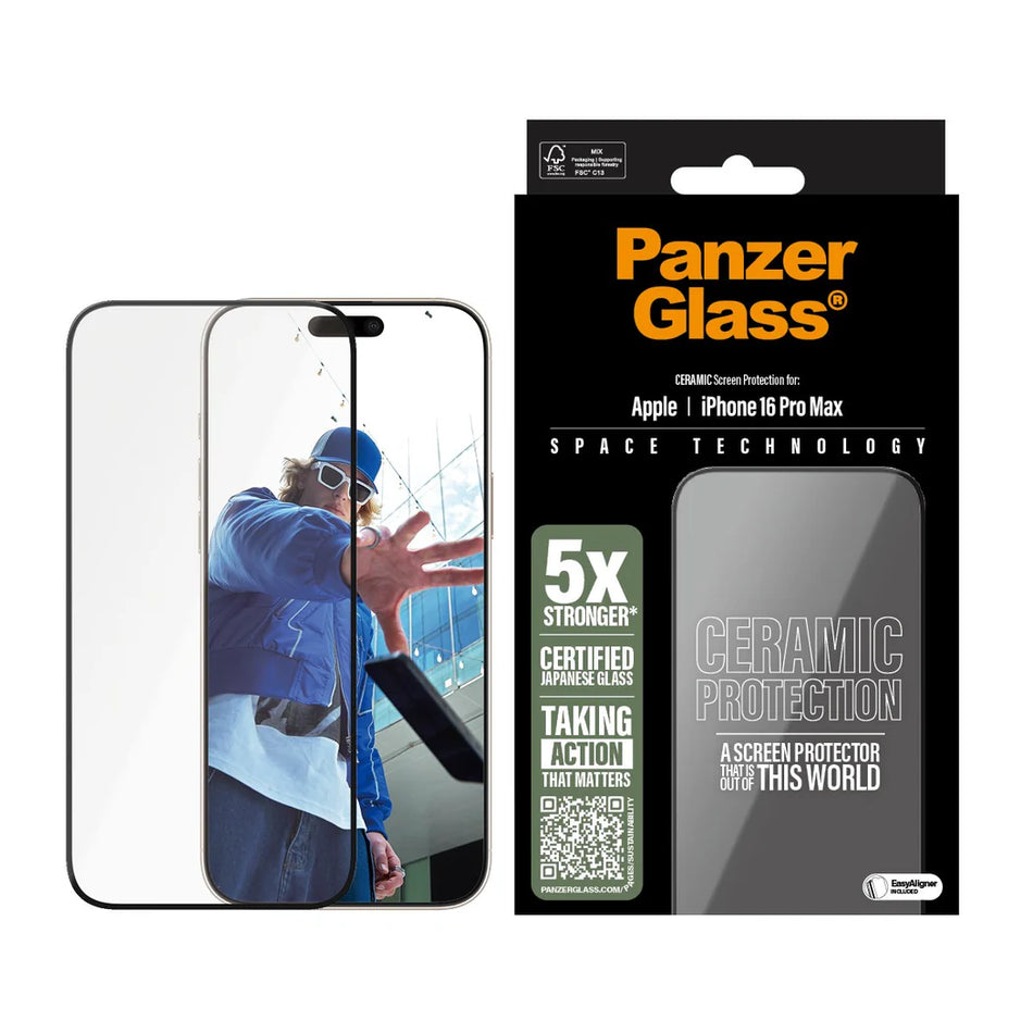 PanzerGlass™ Ceramic Screen Protector Ultra Wide fit for iPhone 16 Pro Max