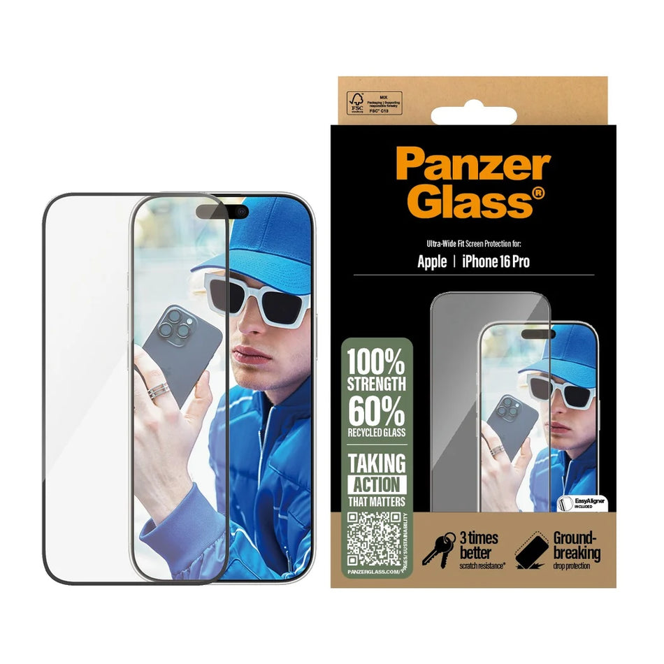 PanzerGlass® Screen Protector iPhone 16 Pro / 17  - Ultra-Wide Fit