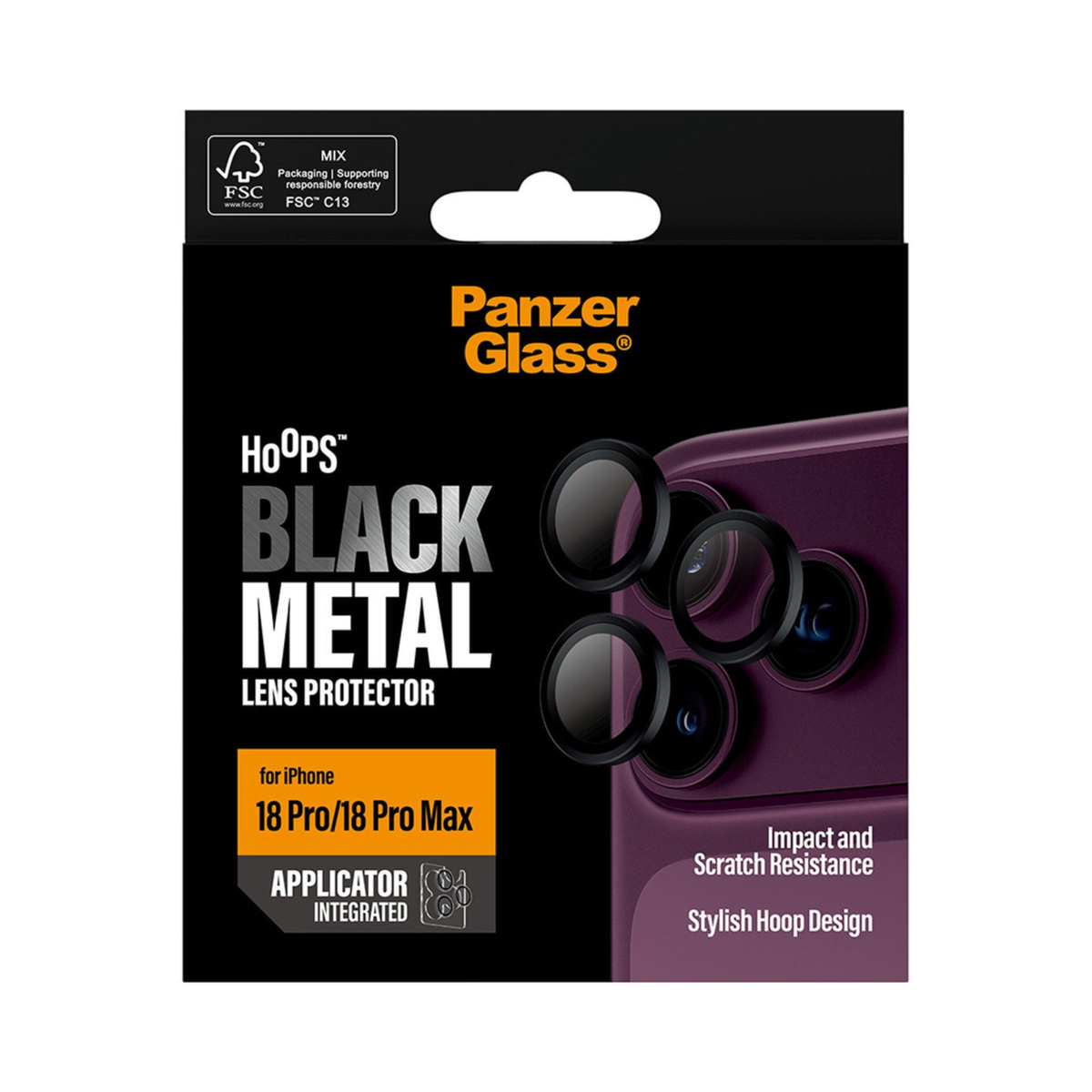 PanzerGlass Hoops Camera Lens Protector for iPhone 18 Pro/ 18 Pro Max - Black Metal, view 2