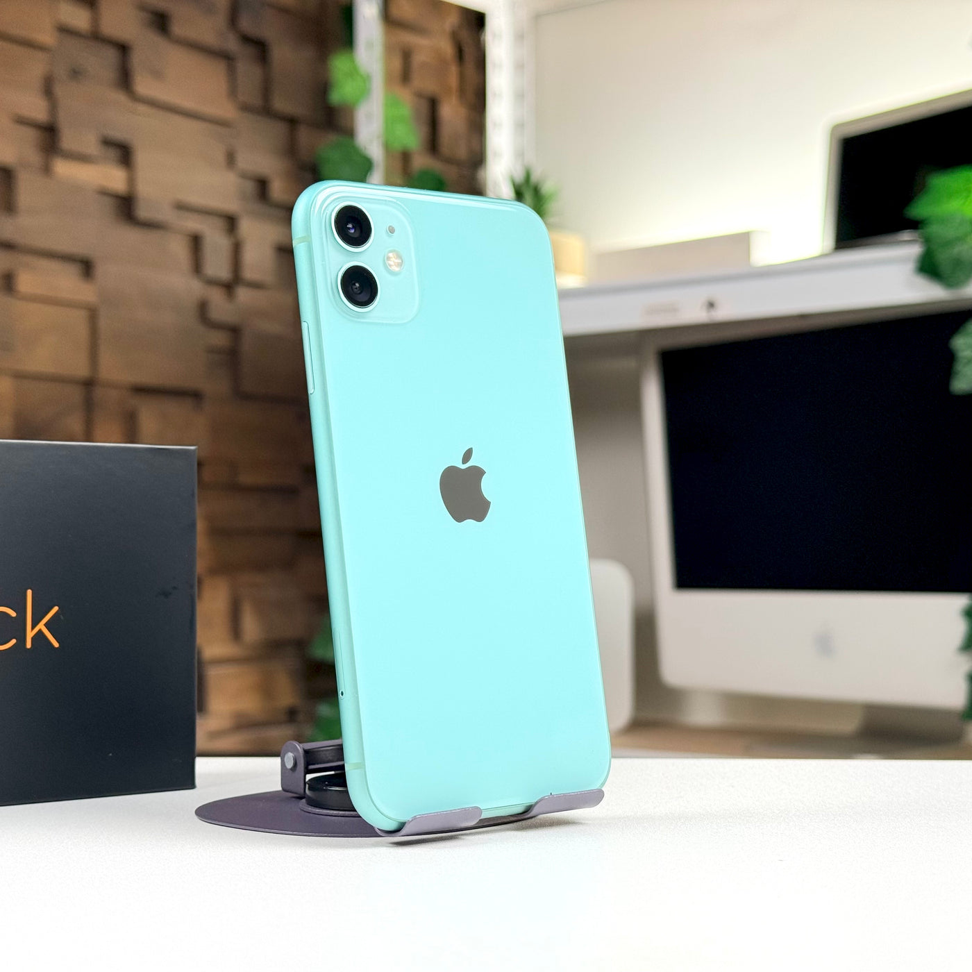 Pre-owned iPhone 11 64GB Green rear view showing Select condition finish - Mac Shack