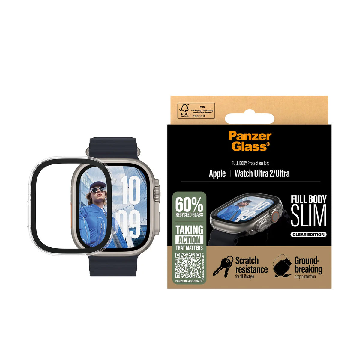 PanzerGlass Screen Protector Snappie Full Body Slim Apple Watch Ultra 2 49mm - Clear - Mac Shack