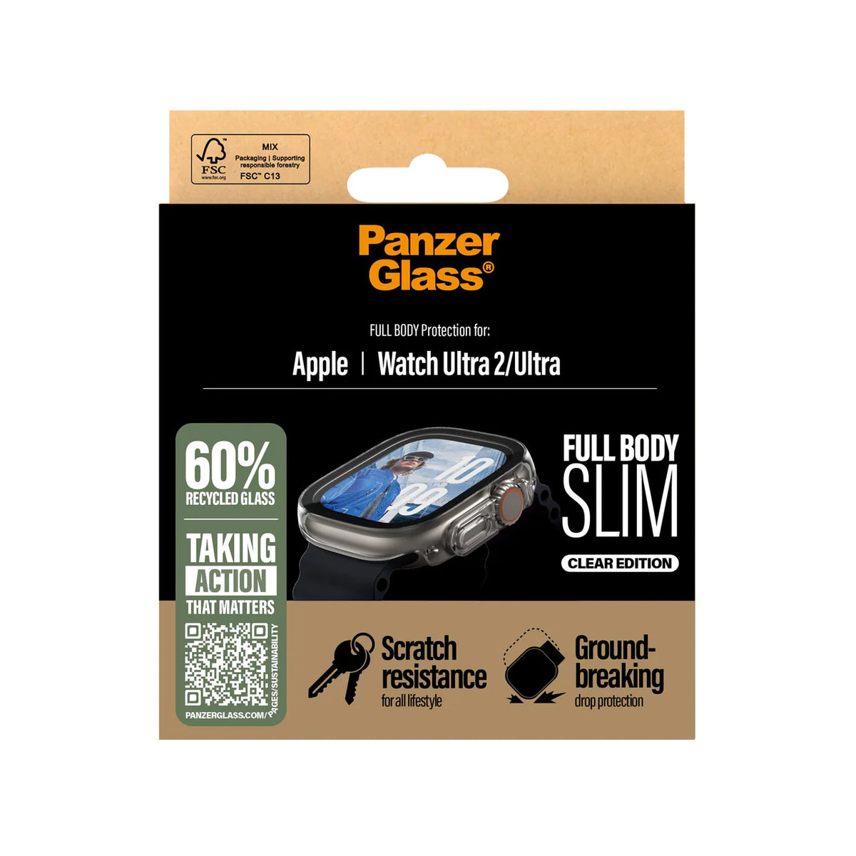 PanzerGlass Screen Protector Snappie Full Body Slim Apple Watch Ultra 2 49mm - Clear - Mac Shack