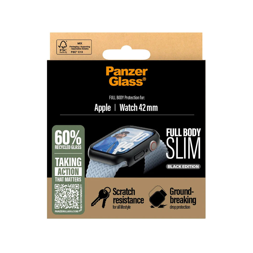 PanzerGlass Screen Protector Snappie Full Body Slim Apple Watch Series 10 42mm - Black - Mac Shack