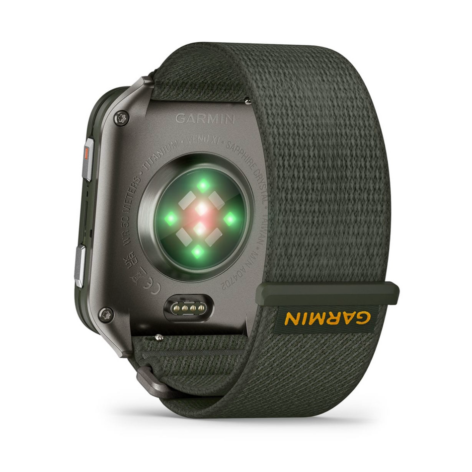 Venu X1 - Moss with titanium caseback and moss ComfortFit nylon band