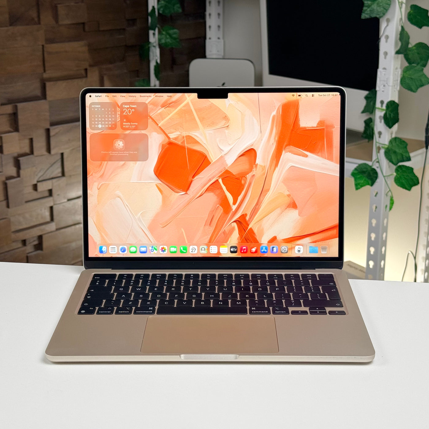 Pre-owned MacBook Air 13-inch M2 Starlight front view showing keyboard and trackpad - MacShack