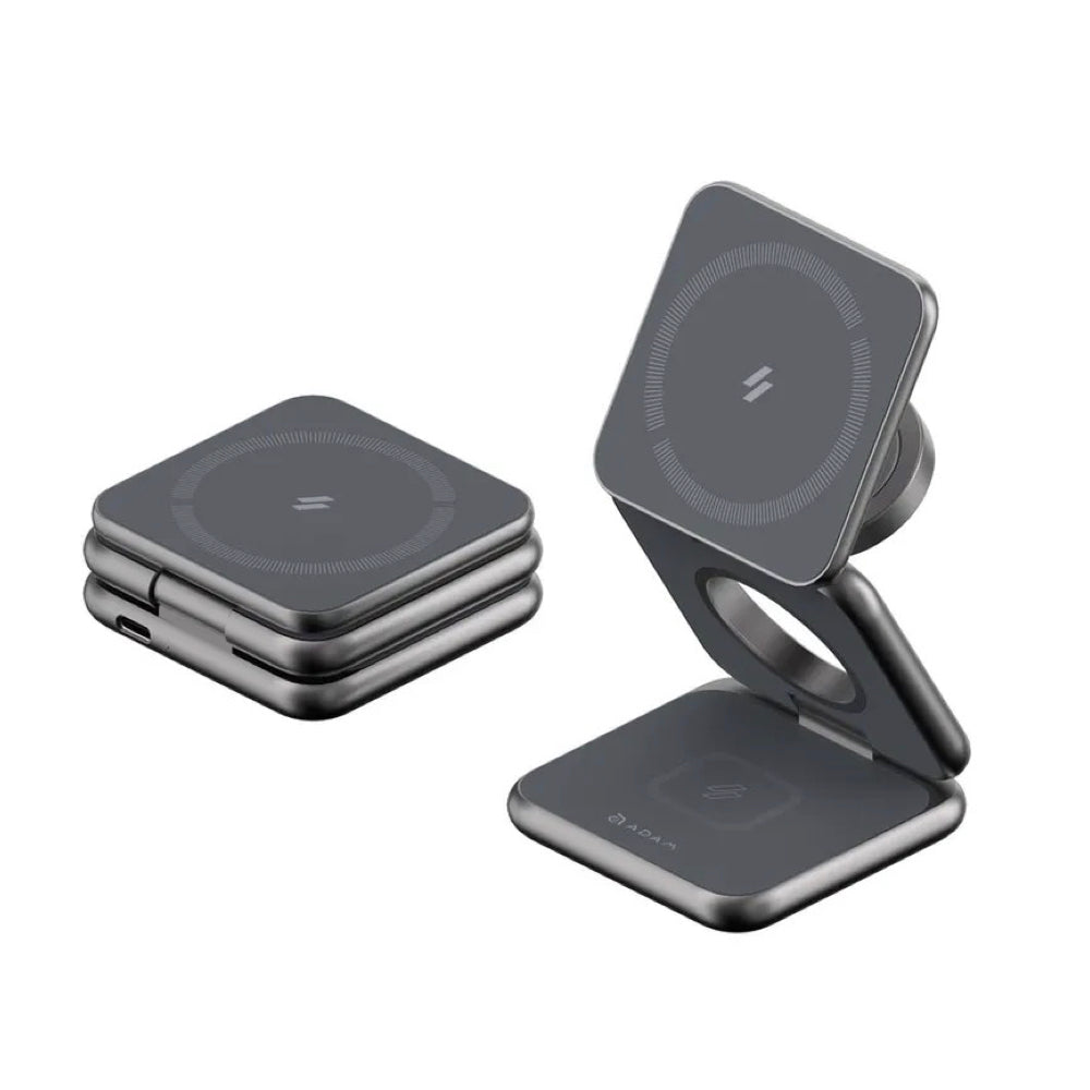 Adam Elements Mag 3 Magnetic 3-in-1 Foldable Travel Charging Station - Grey - Mac Shack