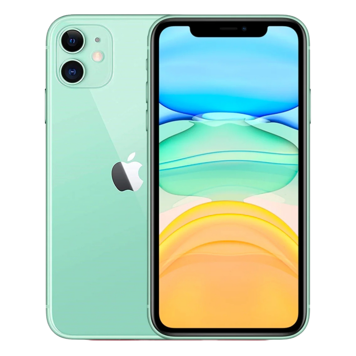 Pre-owned Apple iPhone 11 64GB in Green, front and back view - Mac Shack