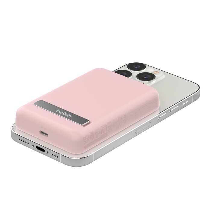 Belkin Magnetic Wireless Power Bank 5K Plus Stand - Pink, view 4