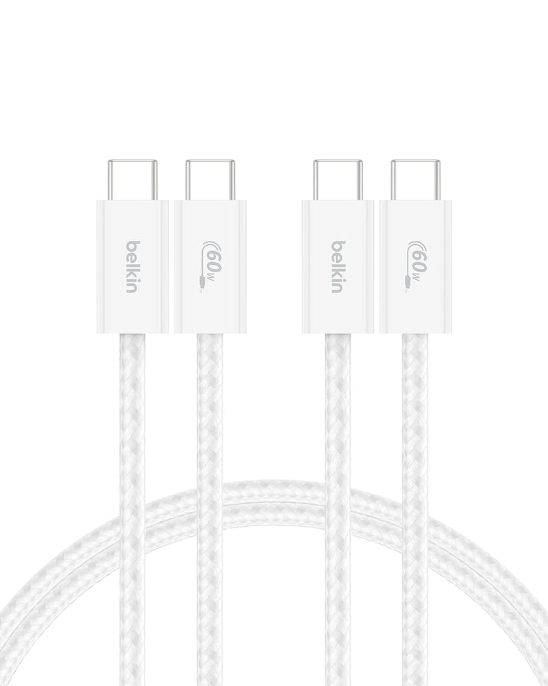 Belkin BoostCharge 60W USB-C to USB-C Cable 2-pack - White