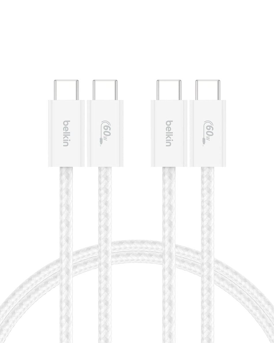 Belkin BoostCharge 60W USB-C to USB-C Cable 2-pack - White