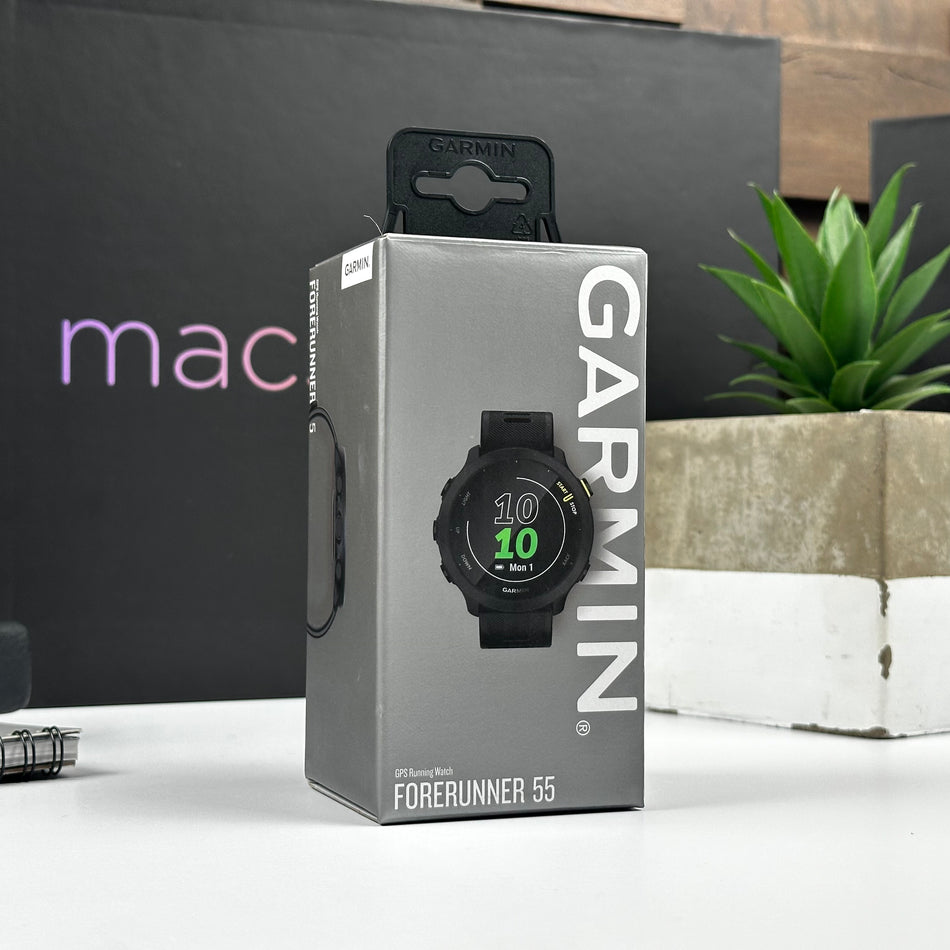 Garmin Forerunner 55 (42mm, Black with Black Silicone Band) - Pre Owned / 3 Month Warranty - Mac Shack