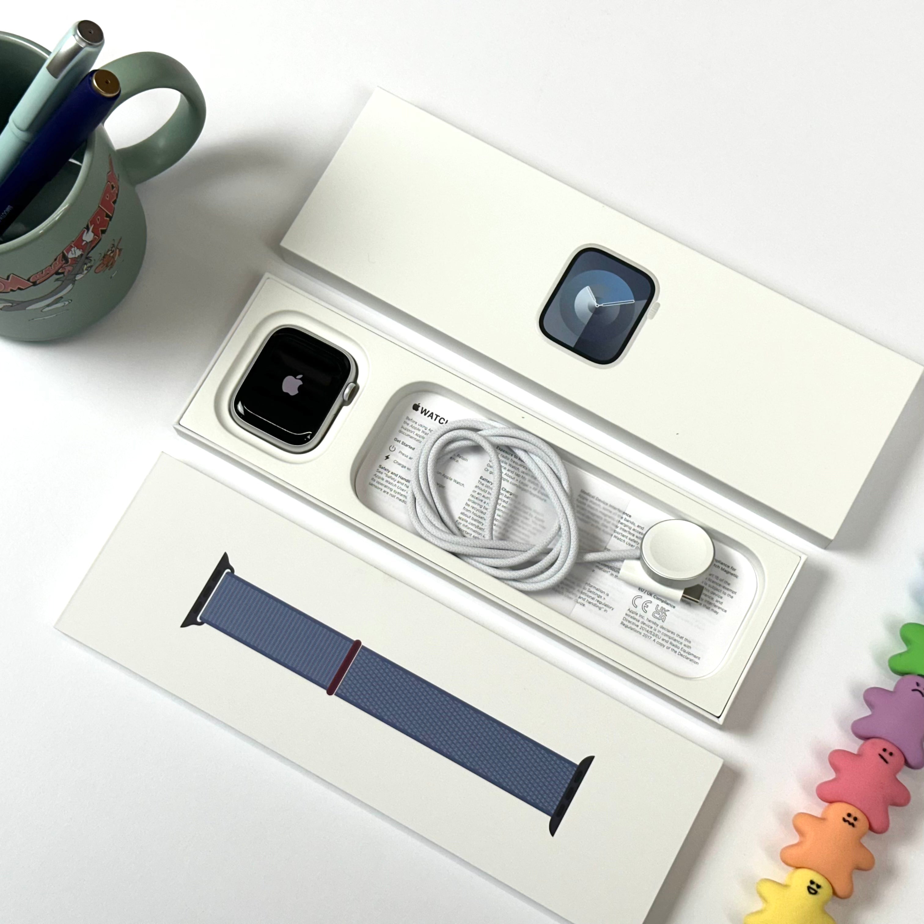 Apple Watch Series 9 (45mm, Silver Aluminium with Winter Blue Sports Loop, GPS & Cellular) - Pre Owned / 3 Month Warranty - Mac Shack