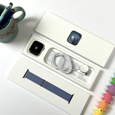 Apple Watch Series 9 (45mm, Silver Aluminium with Winter Blue Sports Loop, GPS & Cellular) - Pre Owned / 3 Month Warranty - Mac Shack