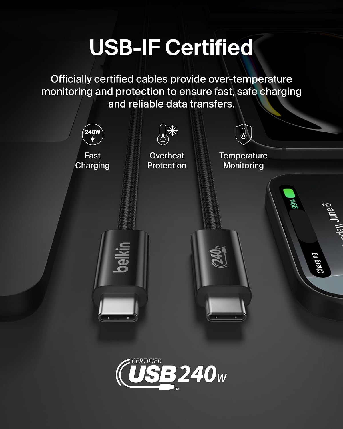 Belkin 240W BoostCharge USB-C to USB-C Cable 2-pack - Black