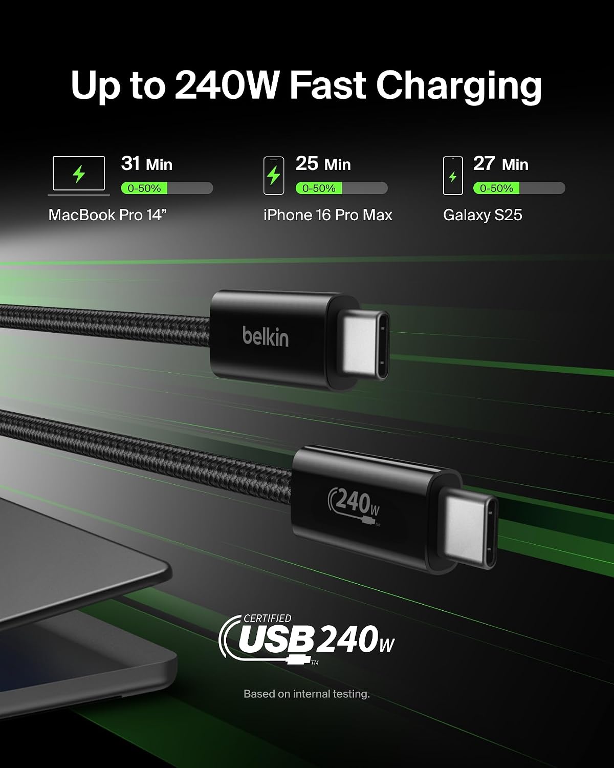 Belkin 240W BoostCharge USB-C to USB-C Cable 2-pack - Black