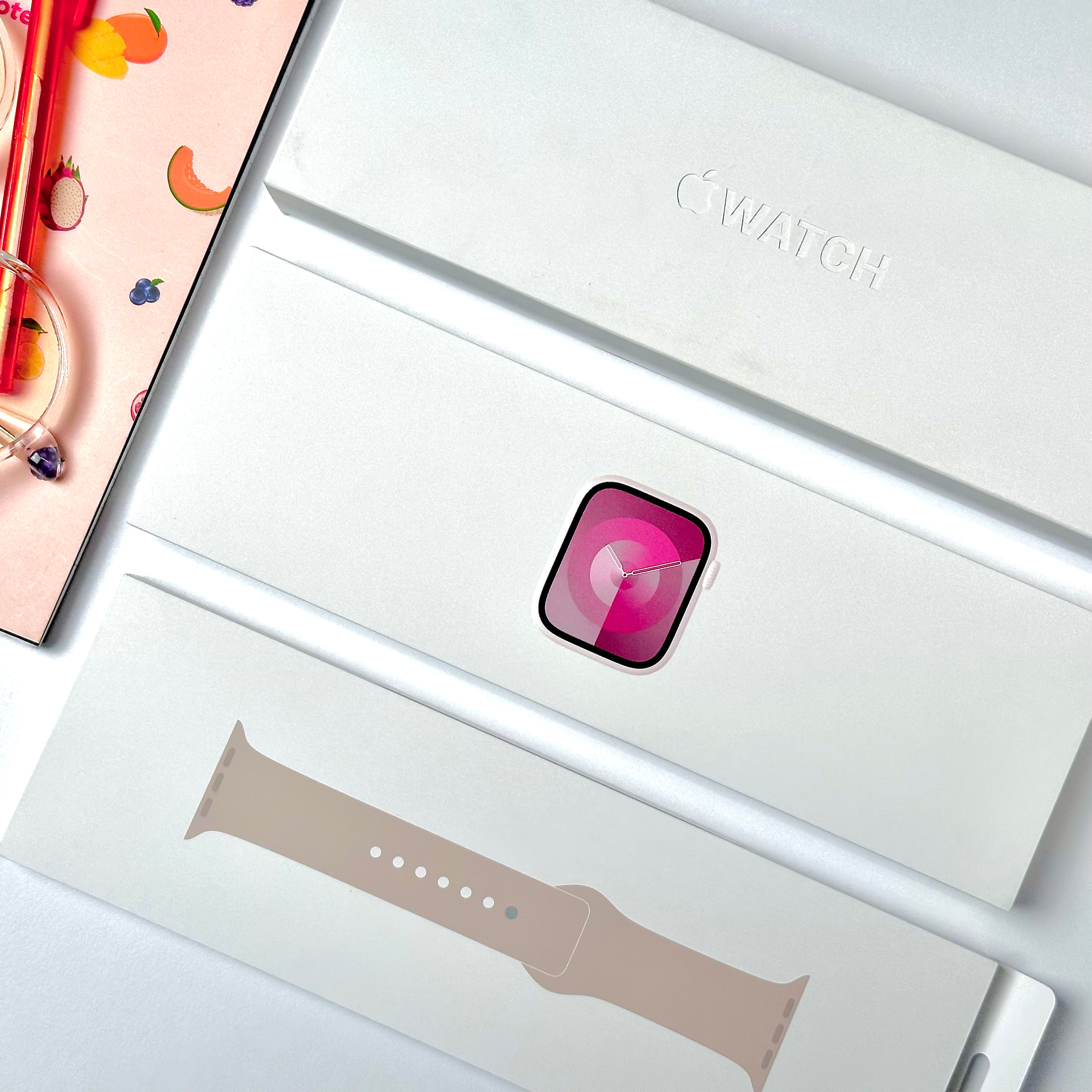 Apple Watch Series 9 (45mm, Pink Aluminium Case with Starlight Sports Band, GPS) - Pre Owned / 3 Month Warranty - Mac Shack