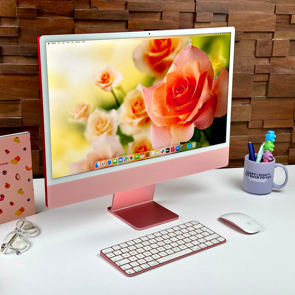 2023 Apple iMac 24-inch M3 8-Core CPU, 10-Core GPU (4.5K Retina, 8GB Unified RAM, 512GB SSD, Pink) - Pre Owned / 3 Month Warranty