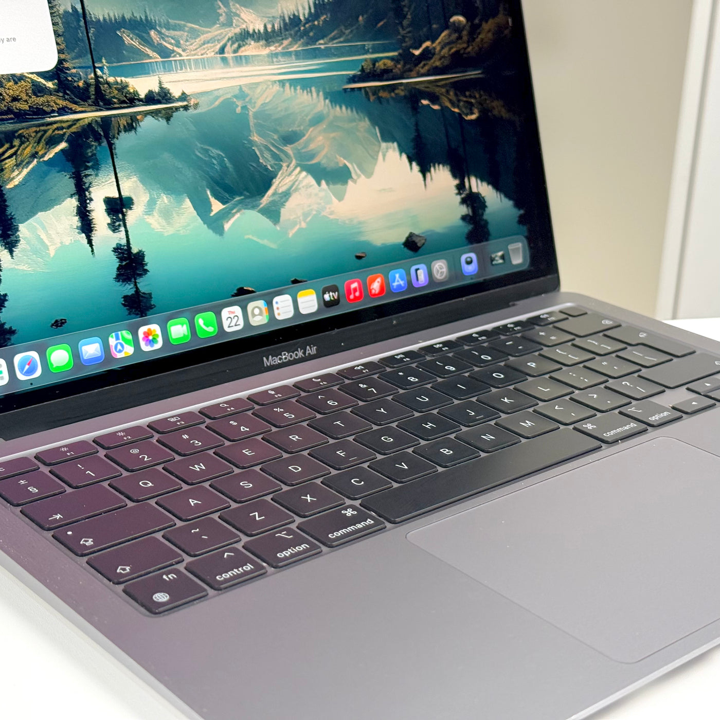 Close-up of the keyboard and trackpad on the pre-owned MacBook Air M1 - Mac Shack
