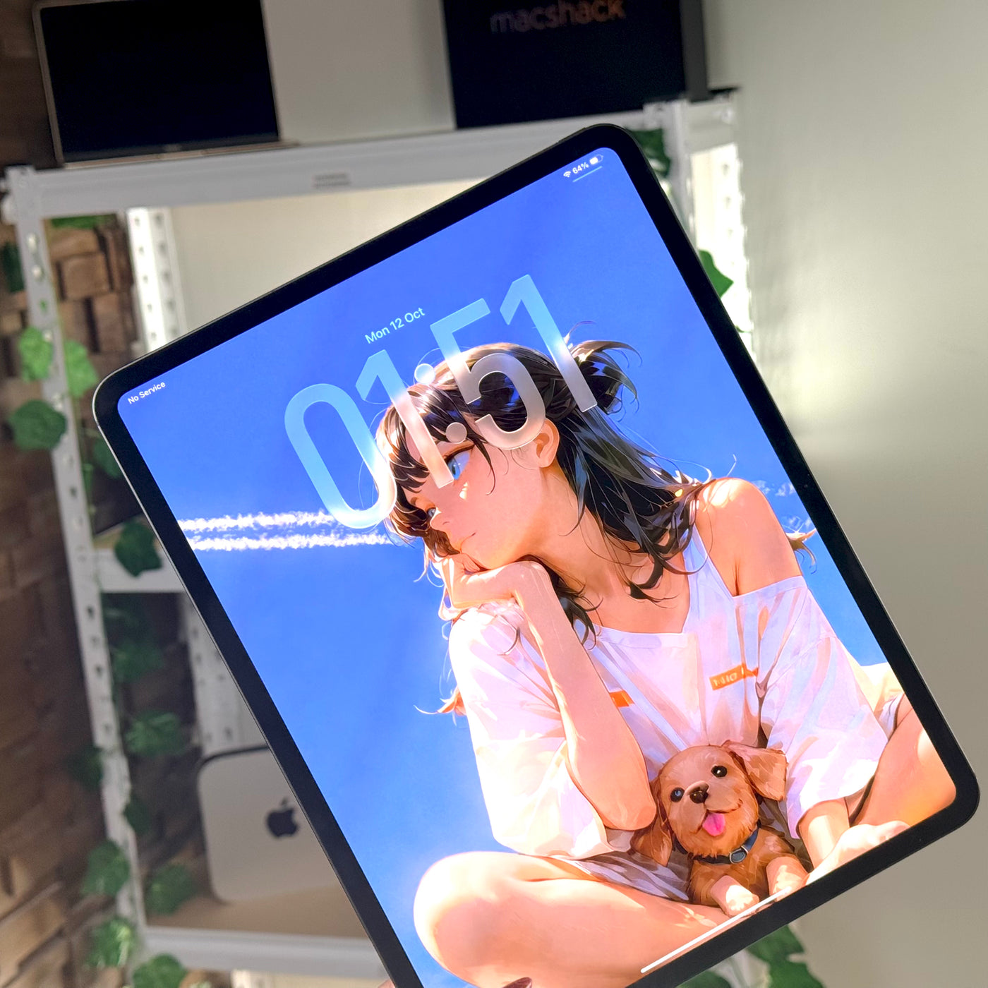 Pre-owned iPad Pro 13-inch M4 Space Black, front angle view of the display - Mac Shack