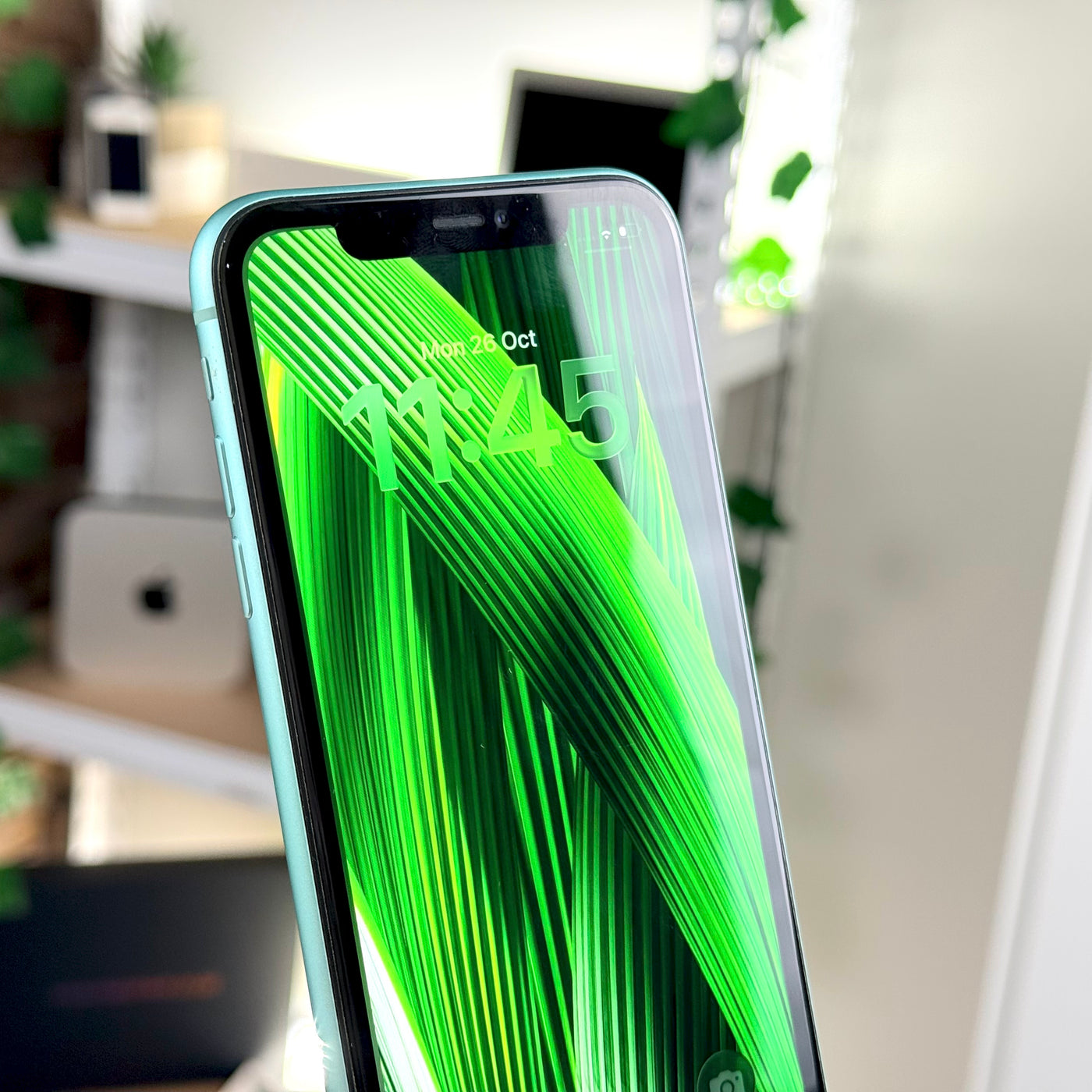 Front of pre-owned iPhone 11 64GB Green with display switched on - Mac Shack