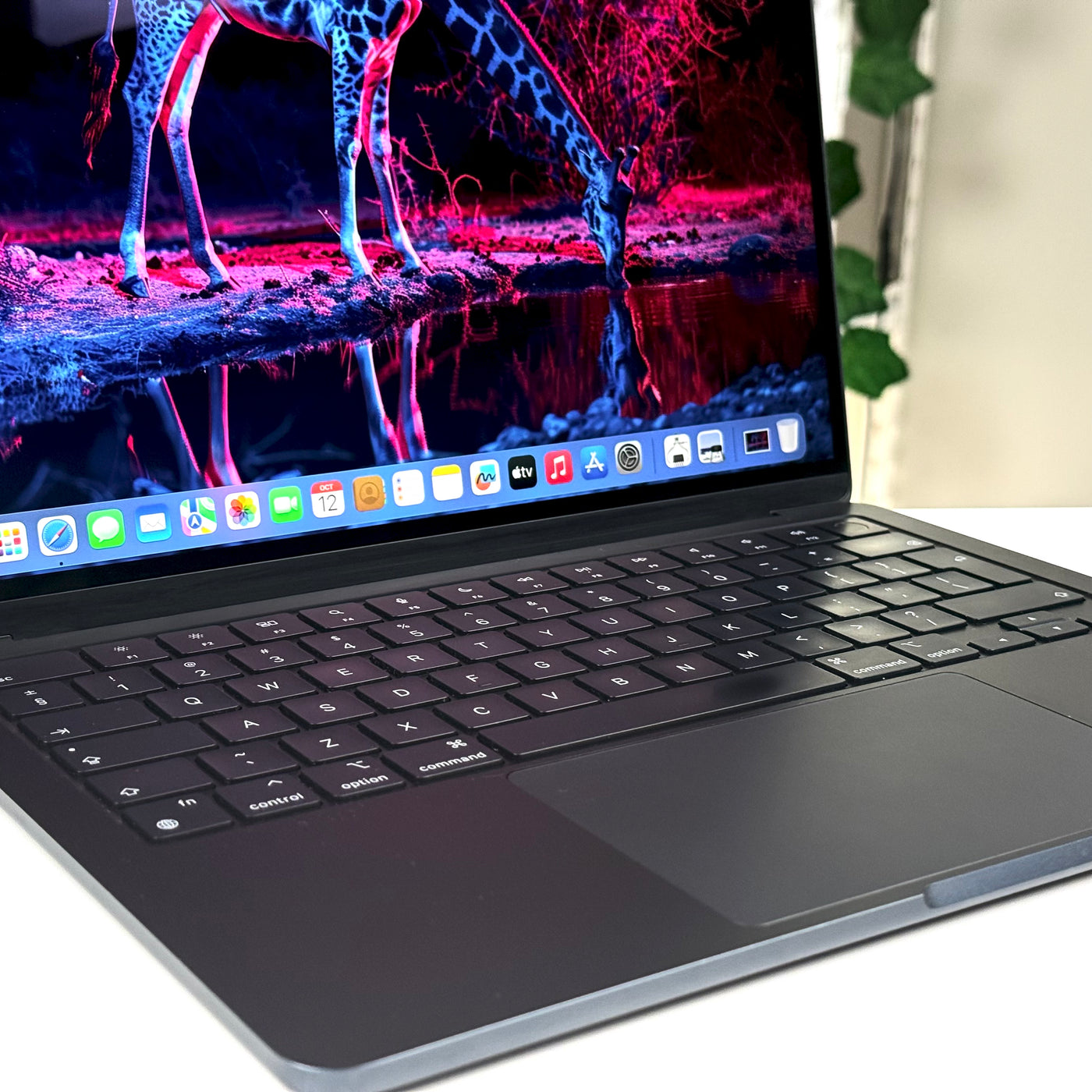 Keyboard and display of a pre-owned MacBook Air 13-inch M2 in Midnight - Mac Shack