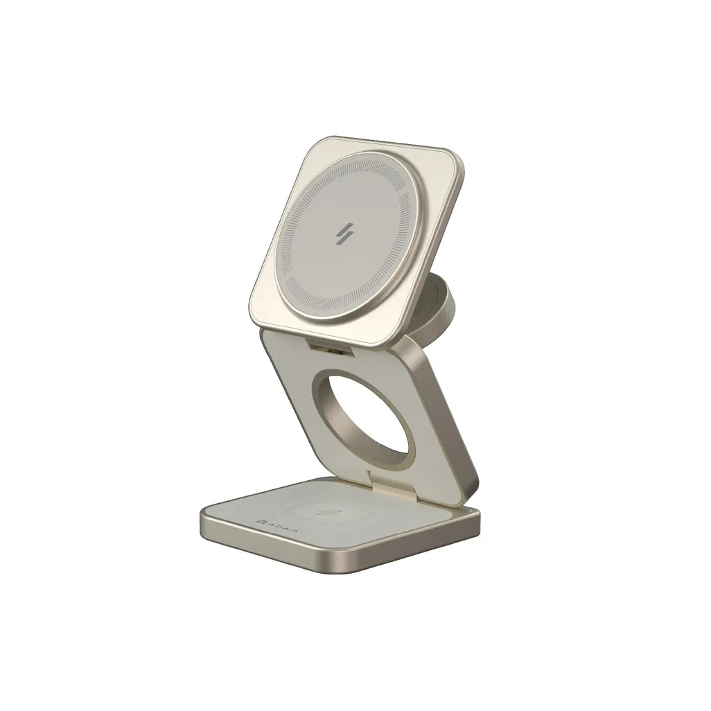 Adam Elements Mag 3 Pro Qi2 3-in-1 Foldable Charging Station - Titanium - Mac Shack