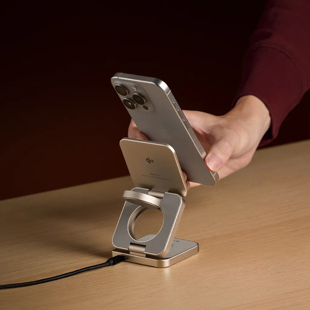 Adam Elements Mag 3 Pro Qi2 3-in-1 Foldable Charging Station - Titanium - Mac Shack