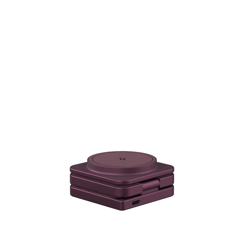Product Title: Adam Elements Mag 3 Ultra Qi2 3-in-1 Foldable Charging Station – Burgundy