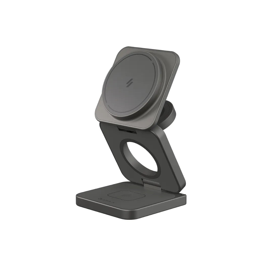 Adam Elements Mag 3 Ultra Qi2 3-in-1 Foldable Charging Station – Space Grey
