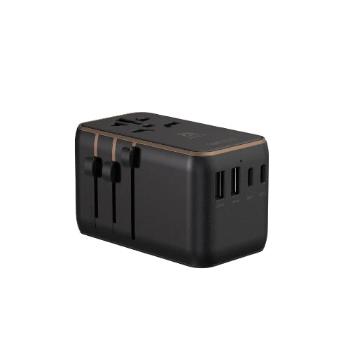 Adam Elements T100L 100W Universal Travel Adapter with Built-In USB-C Cable - Black - Mac Shack