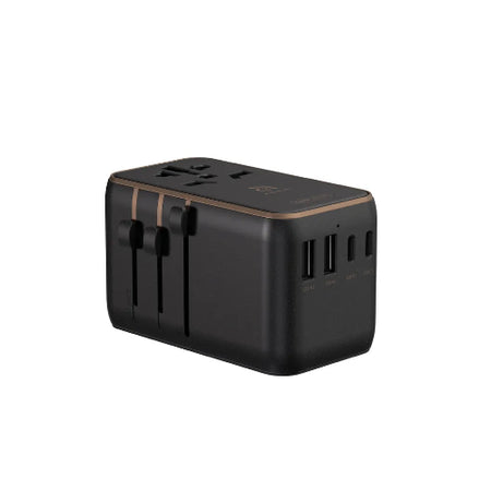 Adam Elements T100L 100W Universal Travel Adapter with Built-In USB-C Cable - Black - Mac Shack