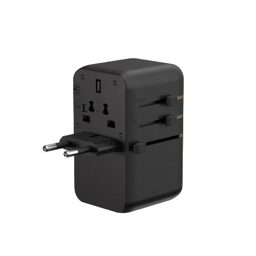 Adam Elements T100L 100W Universal Travel Adapter with Built-In USB-C Cable - Black - Mac Shack