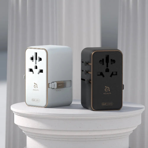 Adam Elements T100L 100W Universal Travel Adapter with Built-In USB-C Cable - Black - Mac Shack