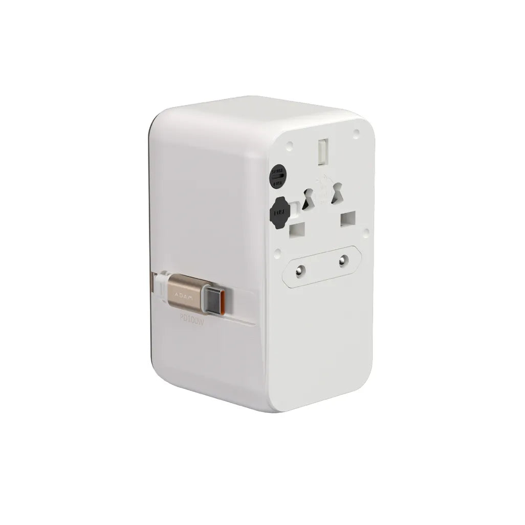 Adam Elements T100L 100W Universal Travel Adapter with USB-C Cable White - Mac Shack